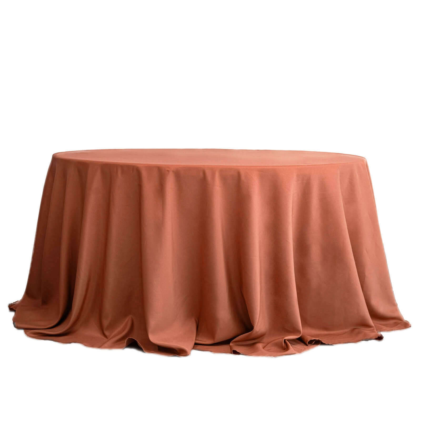 Polyester 132" Round Tablecloth Terracotta (Rust) - Seamless Chic Table Cover