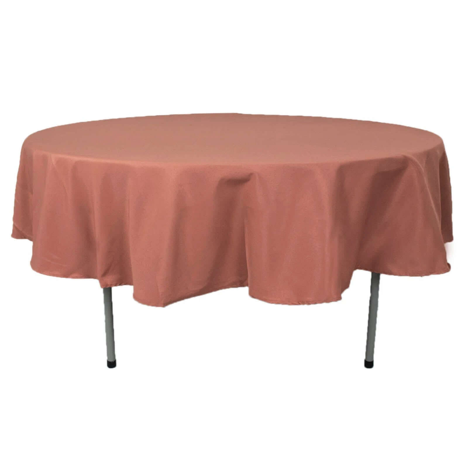 Premium Polyester 90" Round Tablecloth Terracotta (Rust) - Stain and Wrinkle-Resistant Design with 220GSM Thickness Table Cover