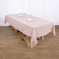 Faux Linen 60"x102" Rectangular Tablecloth Blush - Slubby Textured & Wrinkle Resistant Table Cover