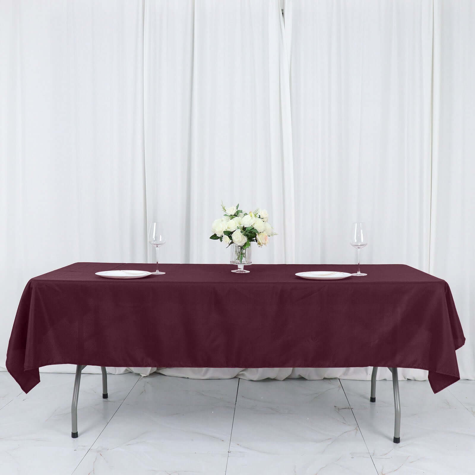 Polyester 54"x96" Rectangle Tablecloth Burgundy - Wrinkle-Resistant & Easy-to-Care Table Cover