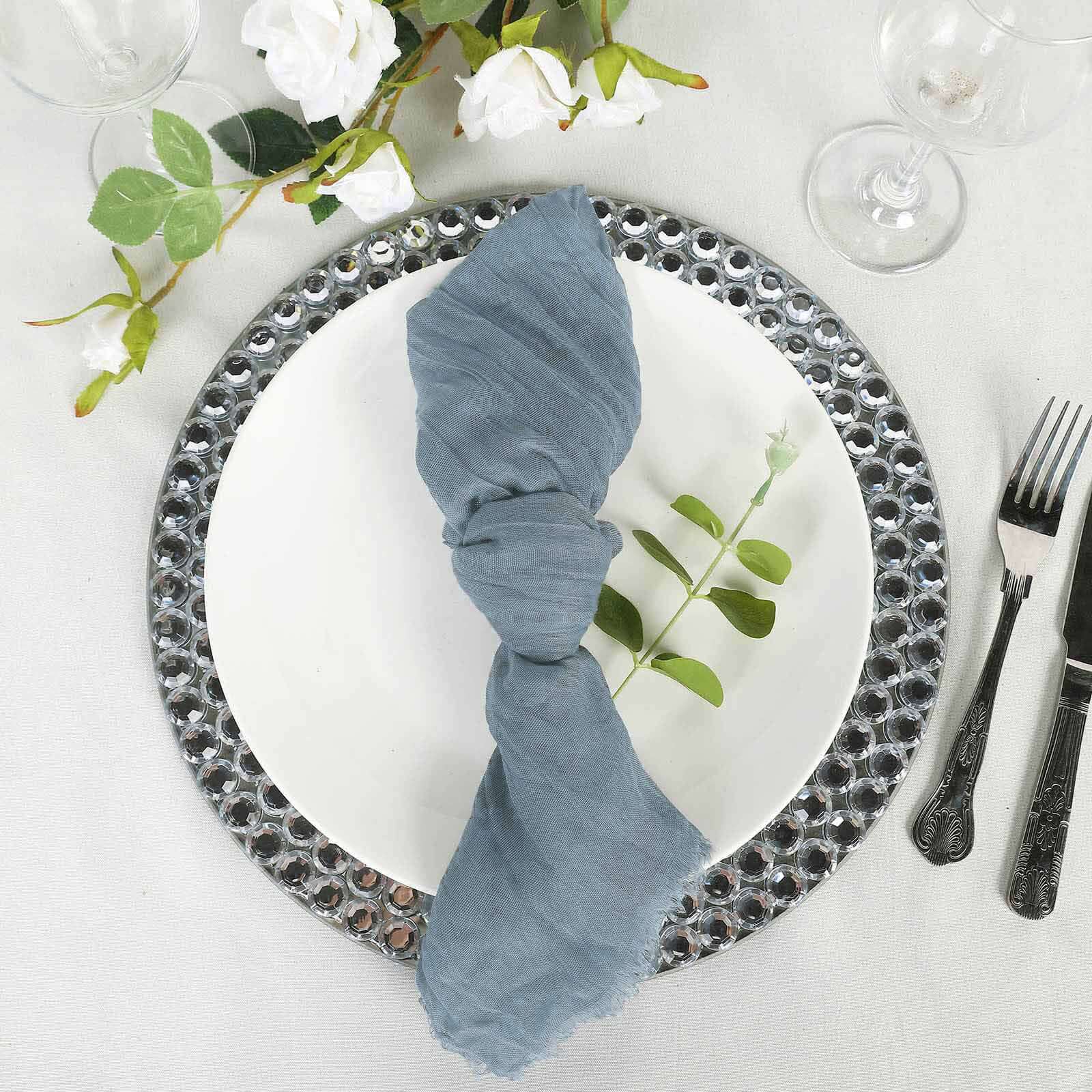 5 Pack Gauze Cheesecloth 24"x19" Napkins Dusty Blue Reusable Dinner Napkins
