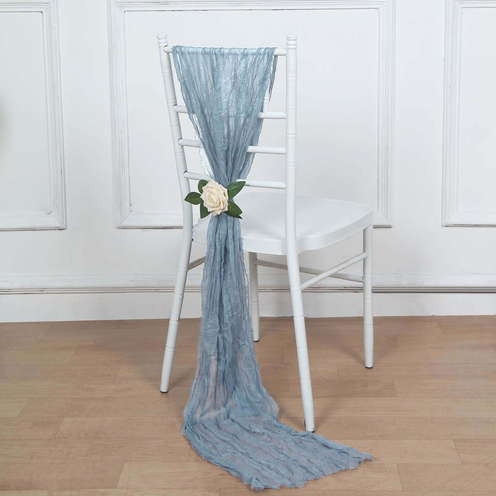 5 Pack Cheesecloth Gauze 16"x88" Chair Sashes Dusty Blue - Boho Chair Decorations