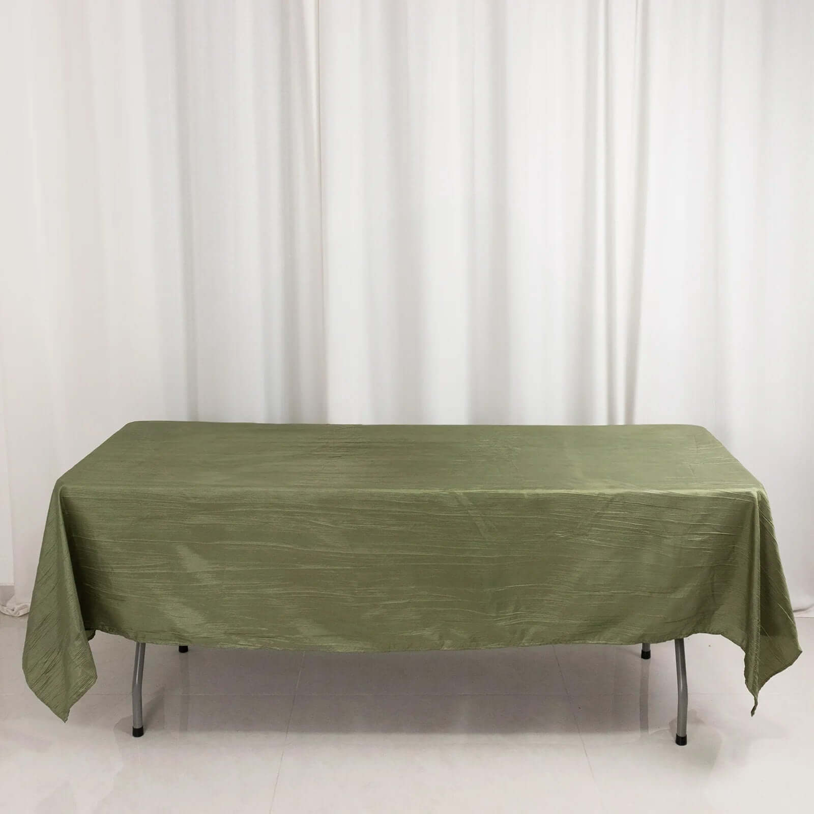 Taffeta 60"x102" Rectangle Tablecloth Dusty Sage Green - Accordion Crinkle Table Cover