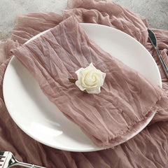 5 Pack Gauze Cheesecloth 24"x19" Napkins Dusty Rose Reusable Dinner Napkins