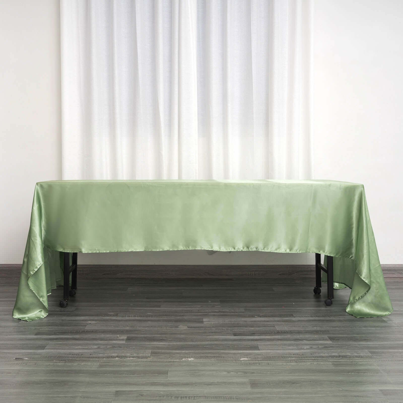 Satin Rectangular 60"x126" Tablecloth Sage Green - Smooth and Lustrous Table Cover