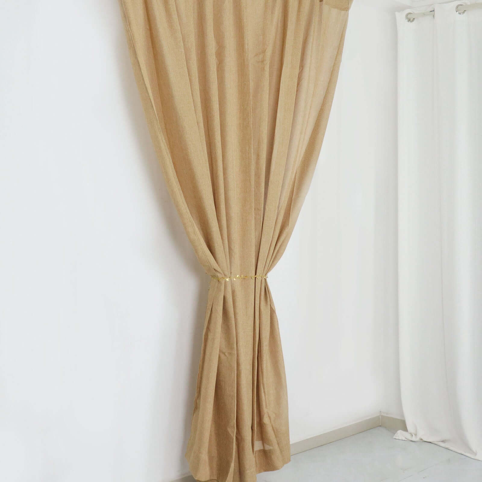 8ftx8ft Natural Jute Faux Burlap Event Curtain Drapes With Rod Pockets, Rustic Photography Backdrop Event Panel