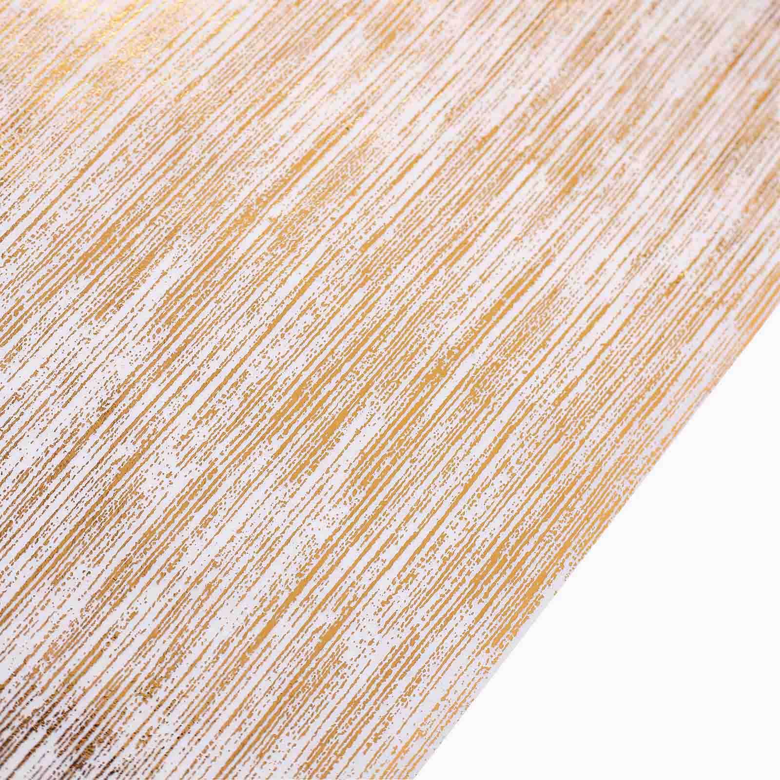 Disposable Table Runner Roll 11"x108" Metallic Gold Faux Suede Print - Stylish Non-Woven Event Decoration