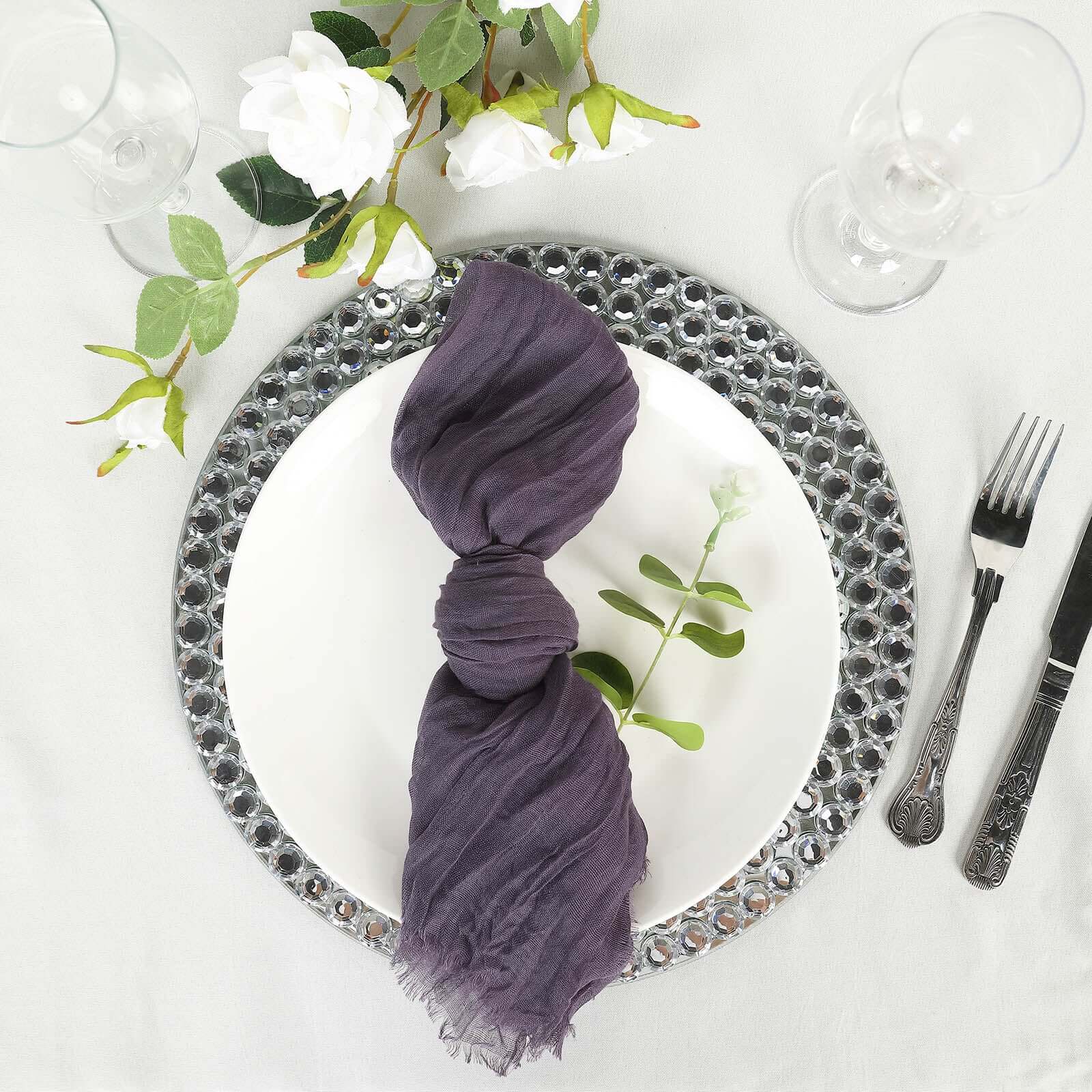 5 Pack Gauze Cheesecloth 24"x19" Napkins Purple Reusable Dinner Napkins