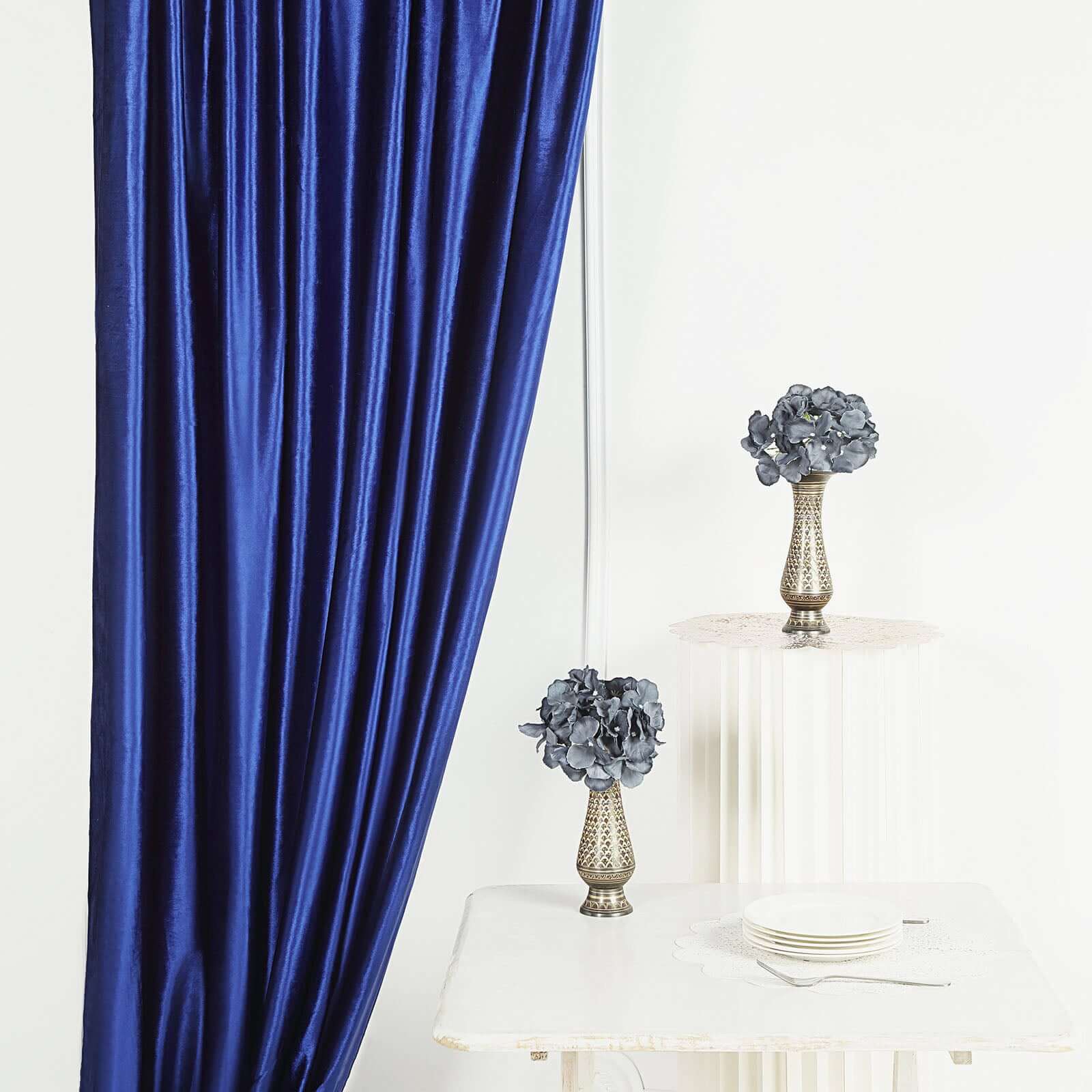 Royal Blue Crushed Velvet Backdrop Curtain – 8ft x 8ft Event Drape with Rod Pocket, Privacy Panel for Photo Booths & Events