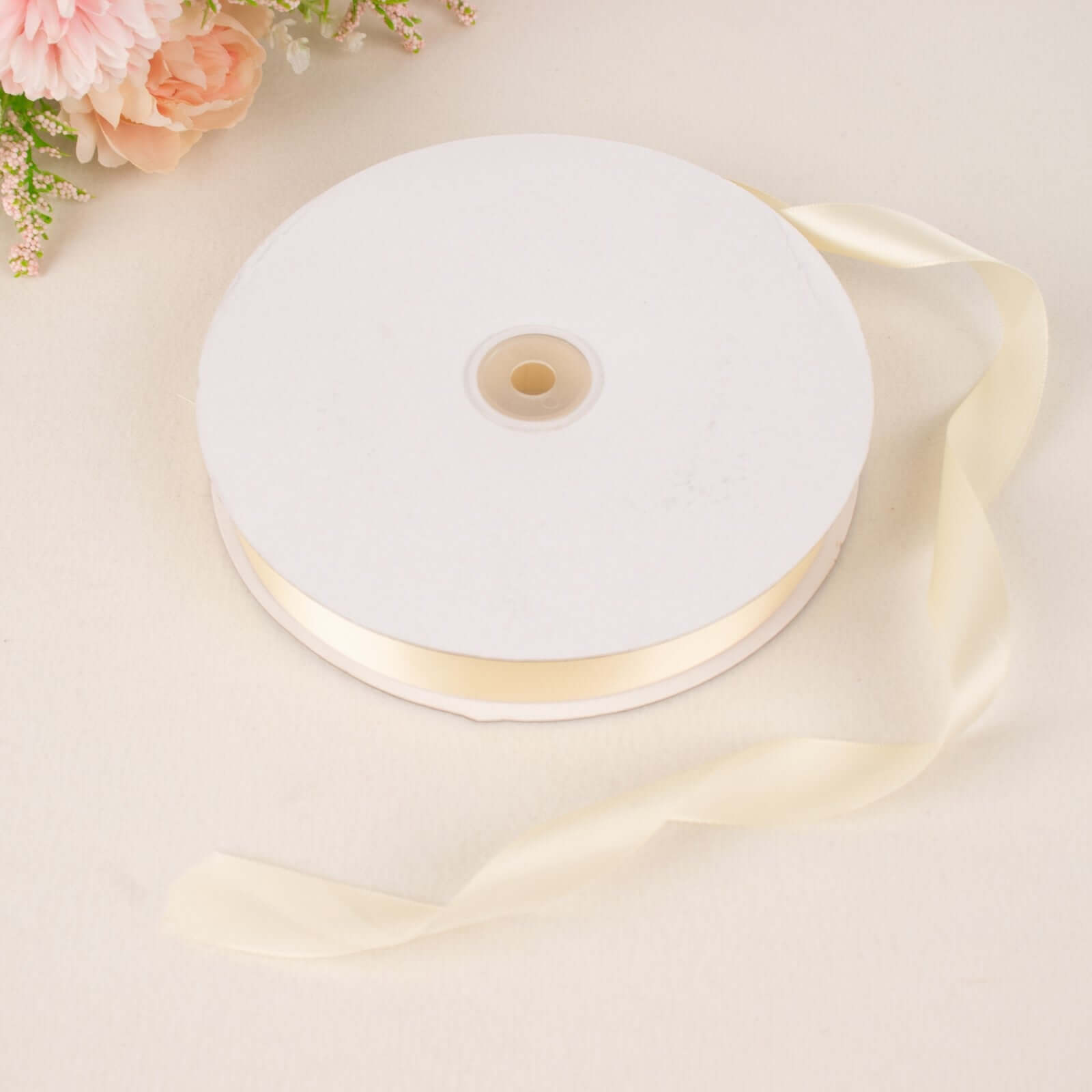 100 Yards 7/8" Ivory Single Face Decorative Satin Ribbon