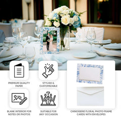 25-Pack Thank You Cards White Blue French Toile Design with Envelopes - Picture Insert Invitation Cards for Parties & Milestones 3.5"x5.5"