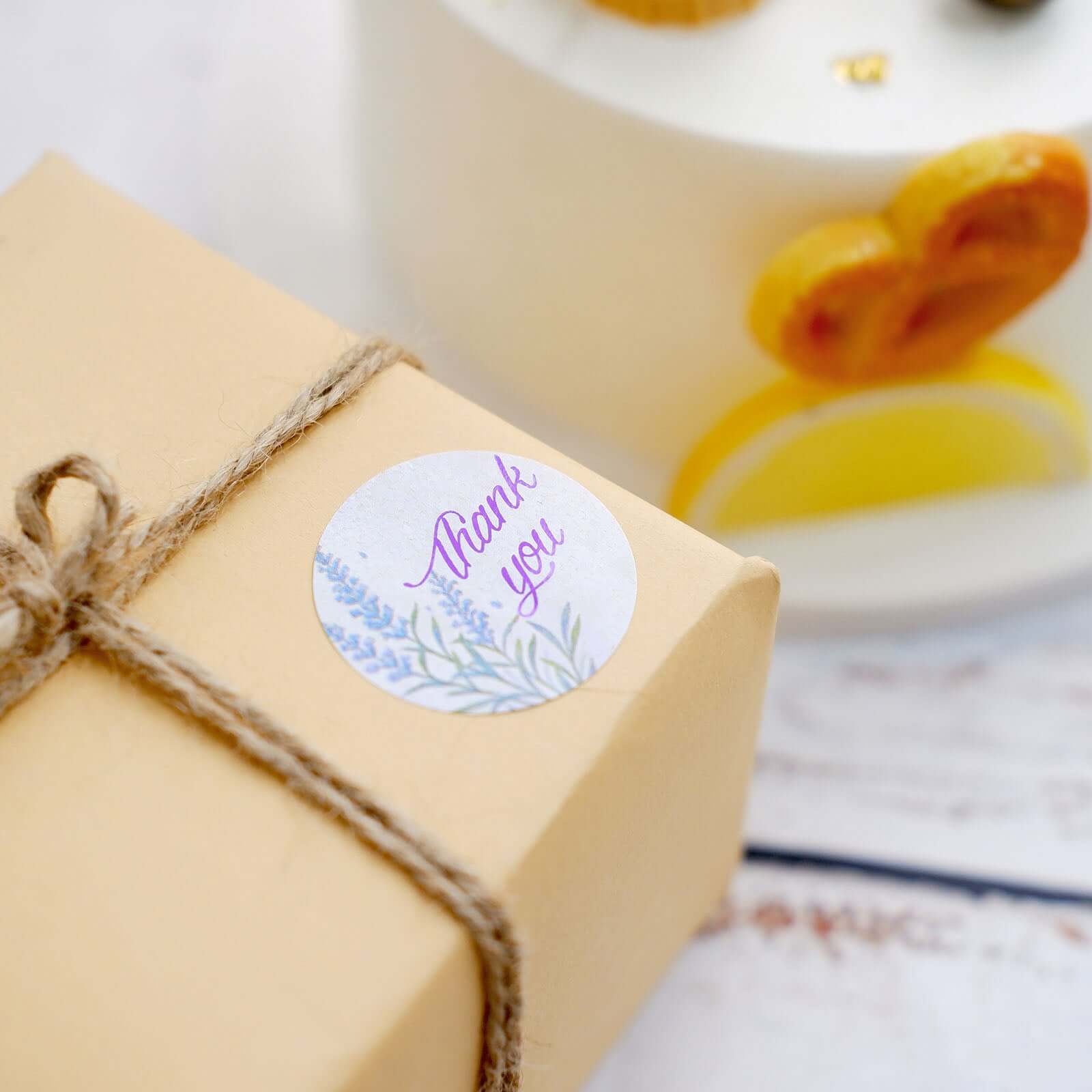 500Pcs 1.5" Thank You Purple Lavender Print Stickers Roll, Labels For DIY Envelope Seals - Round