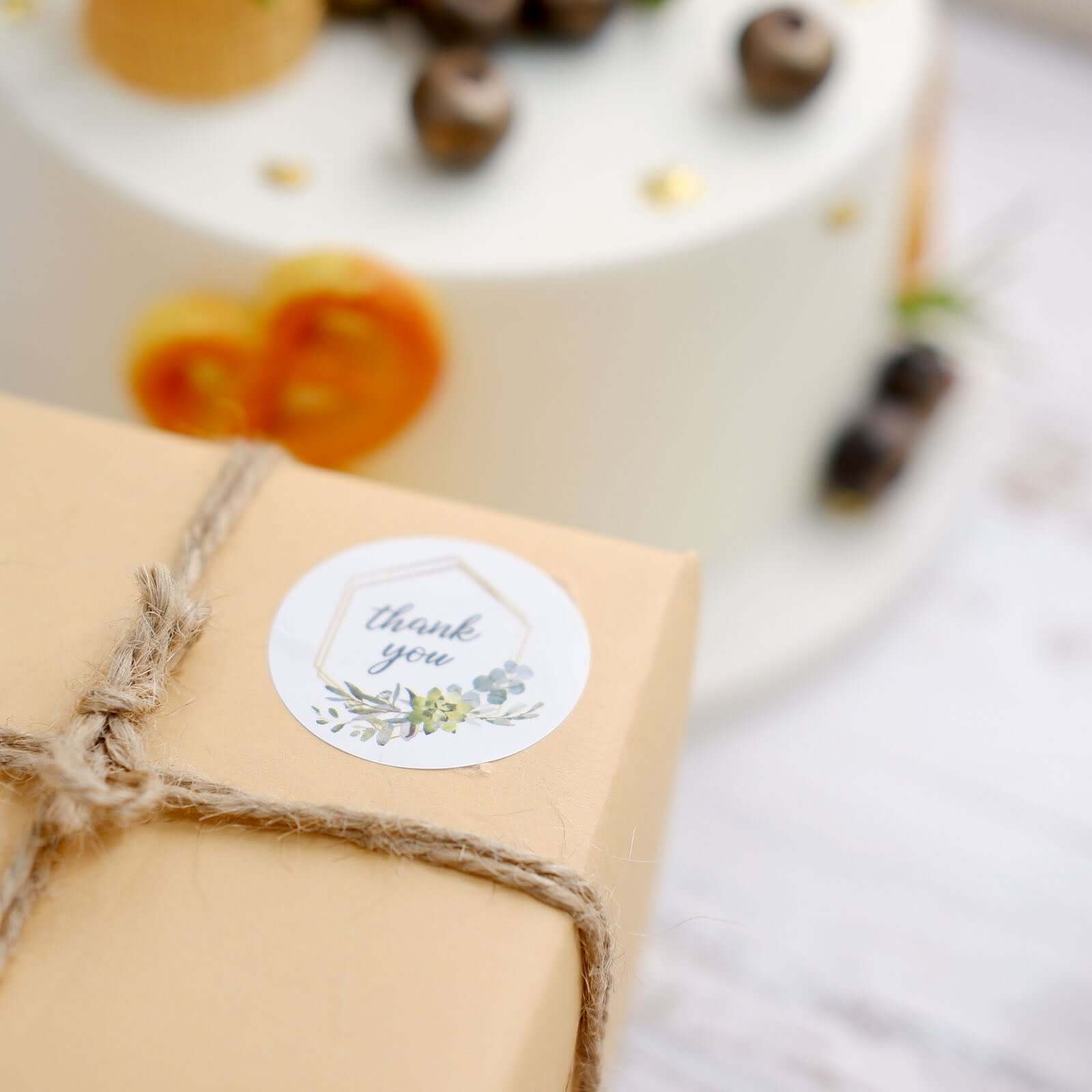 500Pcs 1.5" Thank You Gold and Green Leaf Frame Stickers Roll Décor, Labels and Seals For DIY Envelope - Round