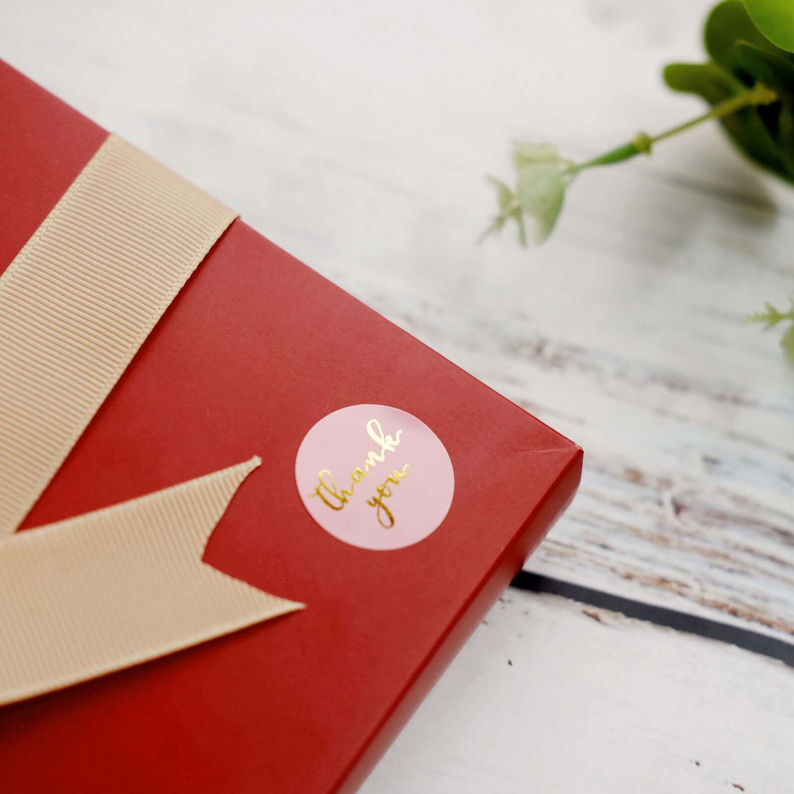 500Pcs 1" Thank You Gold Foil Text On Pink Stickers Roll Décor, Labels and Seals For DIY Envelope - Round