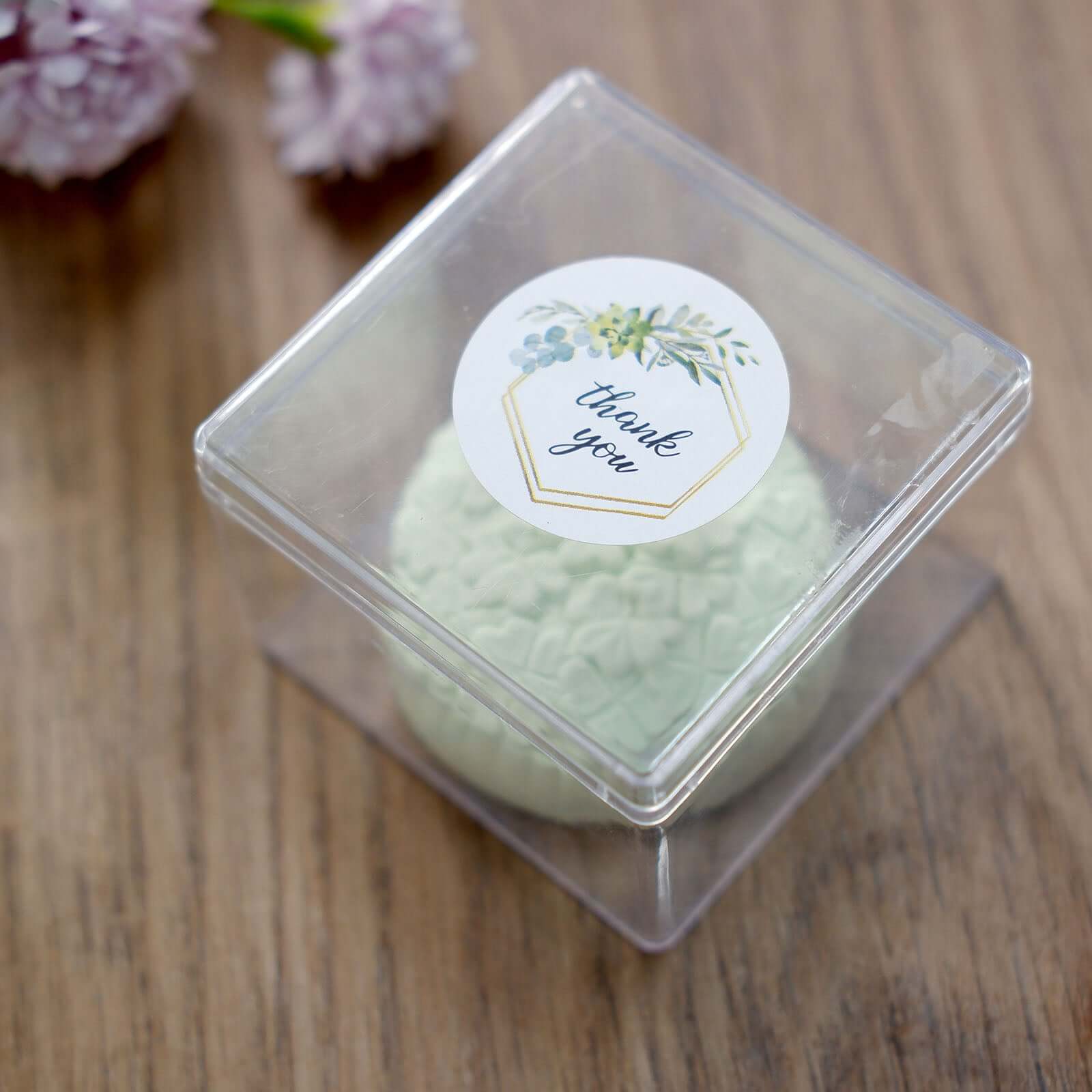 500Pcs 1.5" Thank You Gold and Green Leaf Frame Stickers Roll Décor, Labels and Seals For DIY Envelope - Round