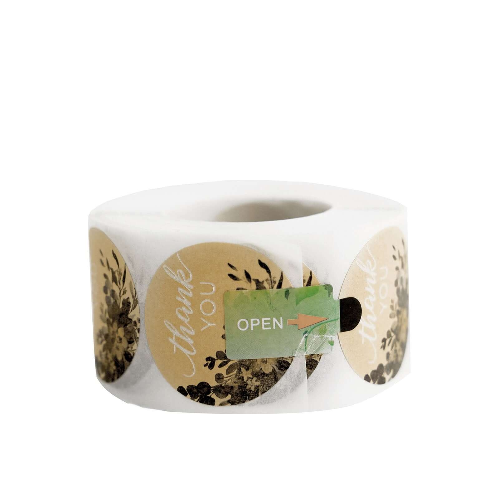 500Pcs 1.5" Thank You White Text With Natural Greenery Stickers Roll Décor Labels and Seals for DIY Envelope - Round