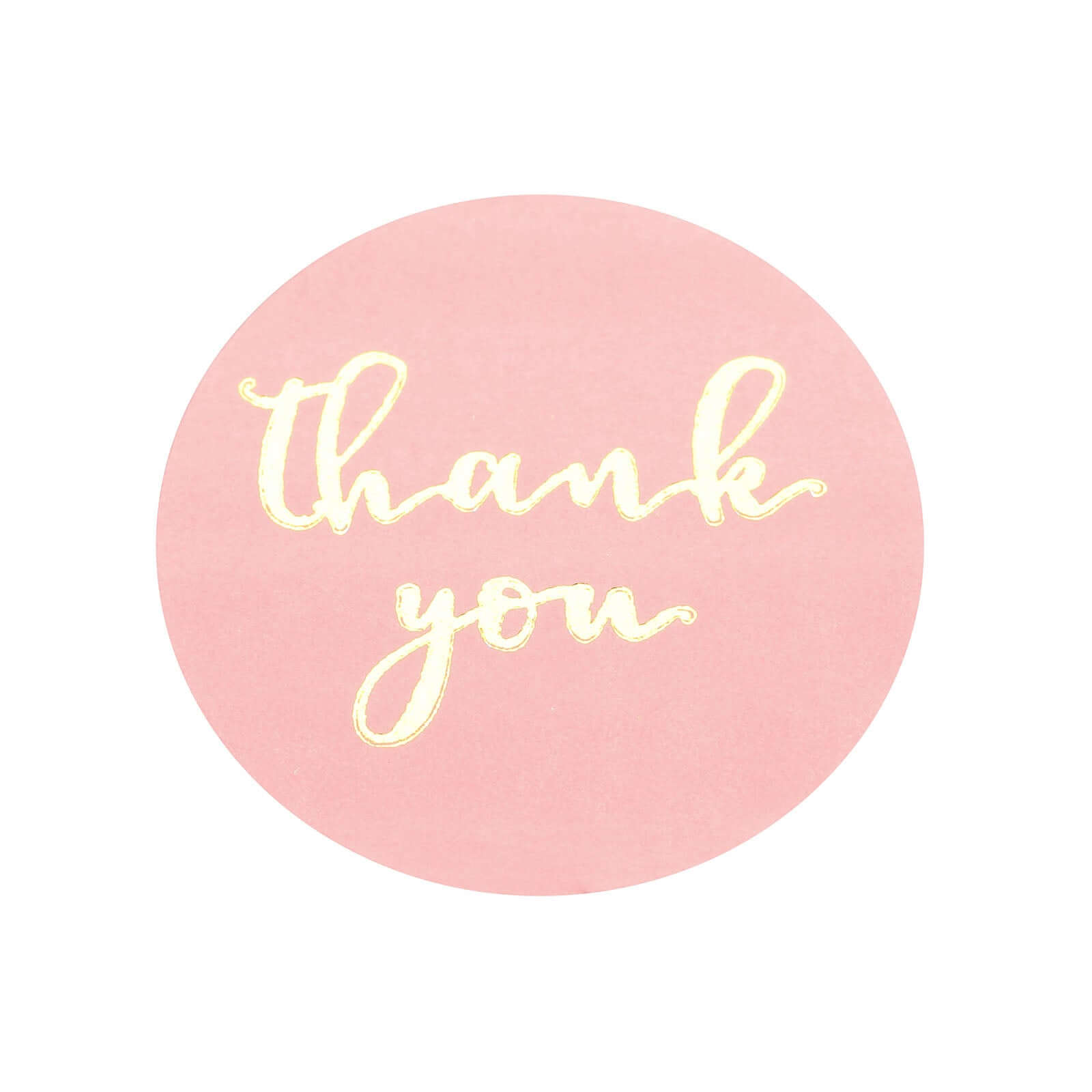 500Pcs 1" Thank You Gold Foil Text On Pink Stickers Roll Décor, Labels and Seals For DIY Envelope - Round