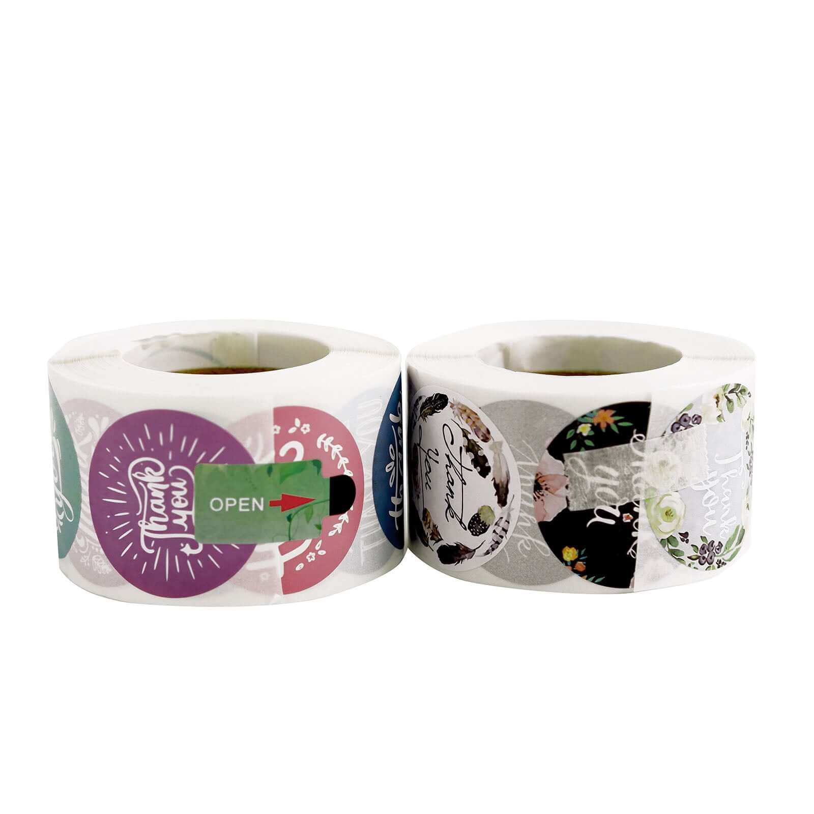 1000Pcs 1.5" Thank You Assorted Styles Sticker Rolls, Labels and Seals For DIY Envelope - Round