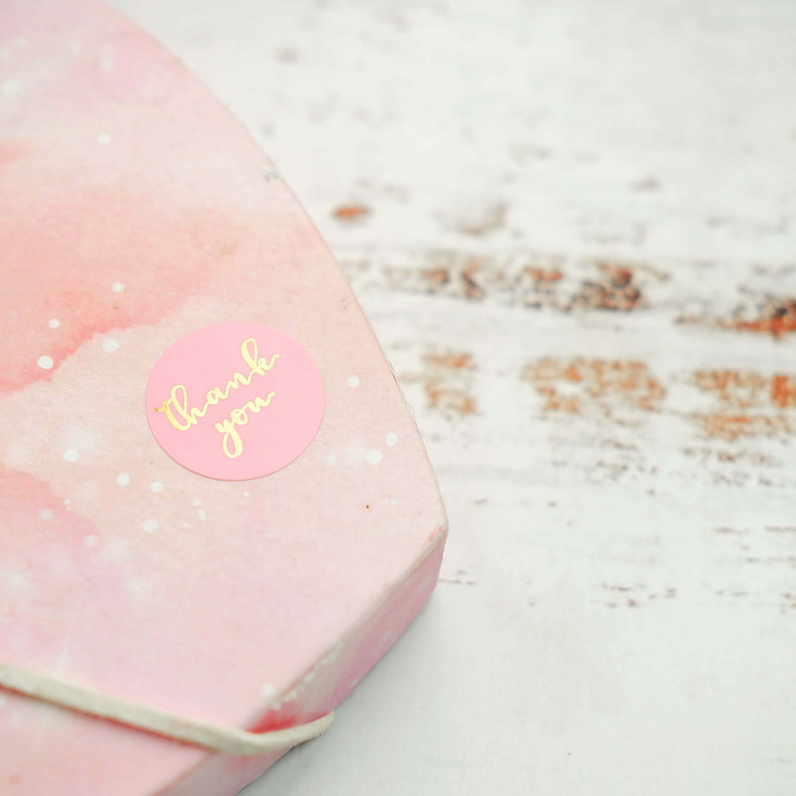 500Pcs 1" Thank You Gold Foil Text On Pink Stickers Roll Décor, Labels and Seals For DIY Envelope - Round