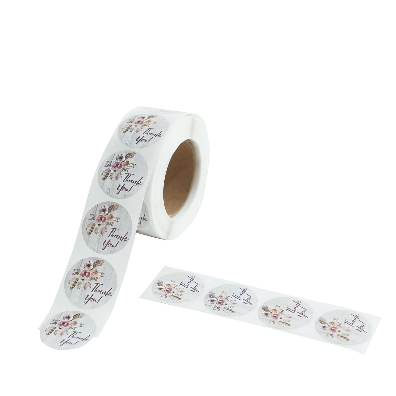 500Pcs 1" Thank You Rustic Floral Boho Chic Stickers Roll, Labels For DIY Envelope Seal - Round