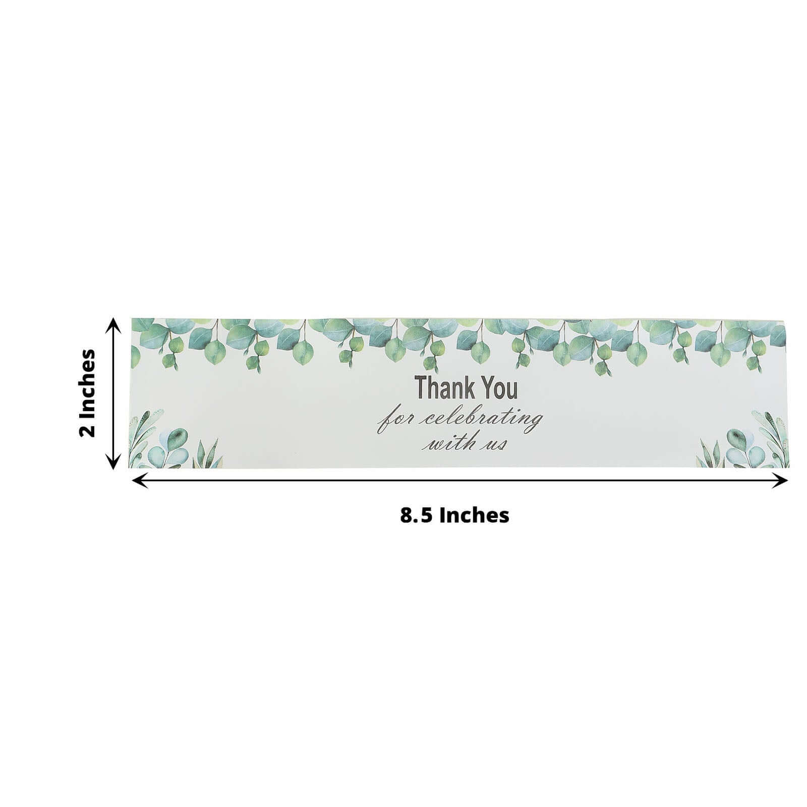 24 Pack White/Green Water Bottle Labels with Leaves Design "Thank You" Party Waterproof Bottle Stickers