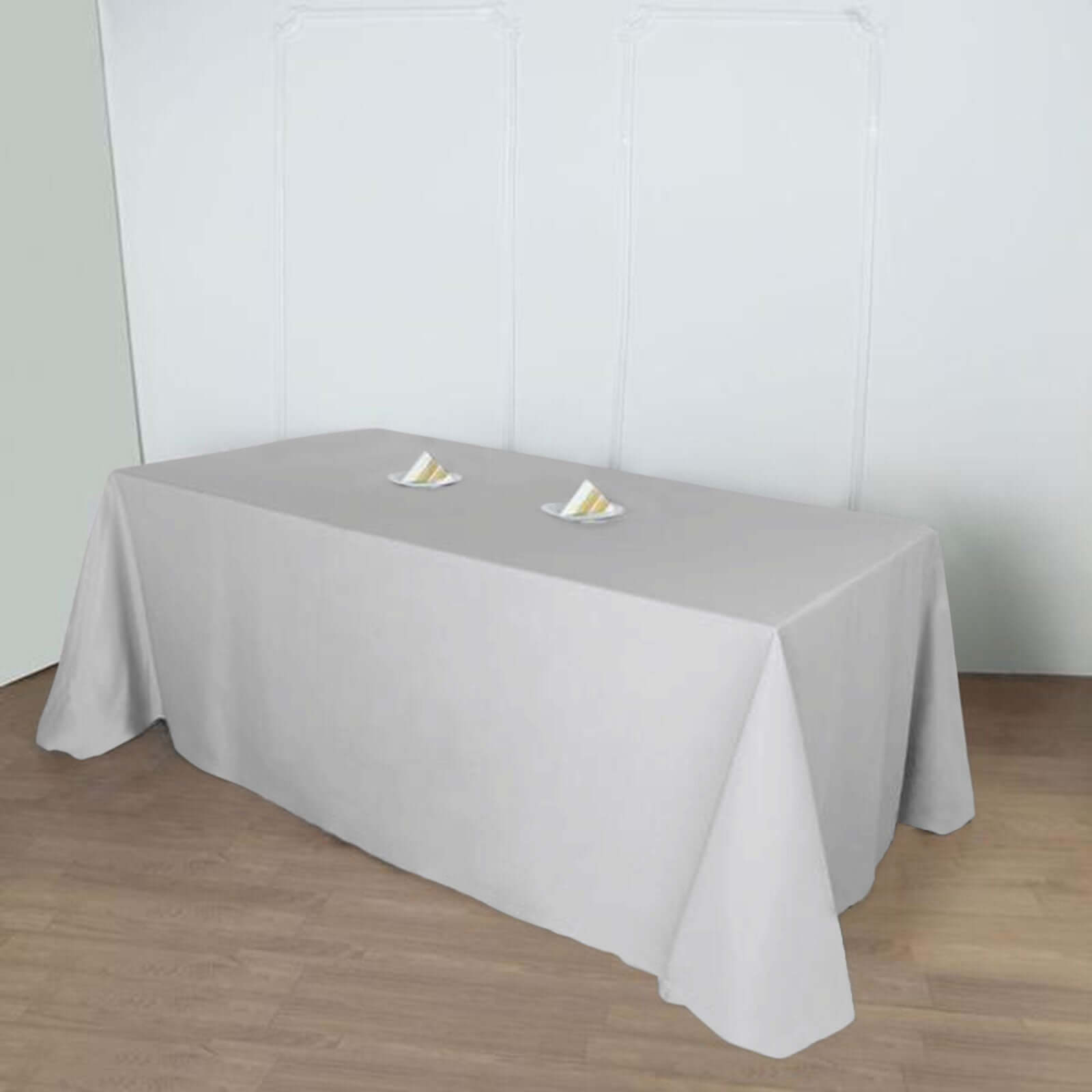 Polyester 90"x156" Rectangle Tablecloth Silver - Seamless Wrinkle-Resistant Table Cover