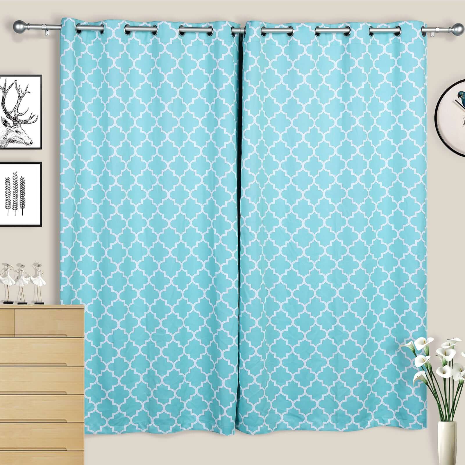 42"-126" Adjustable Curtain Rod Set, Silver, Round Finials