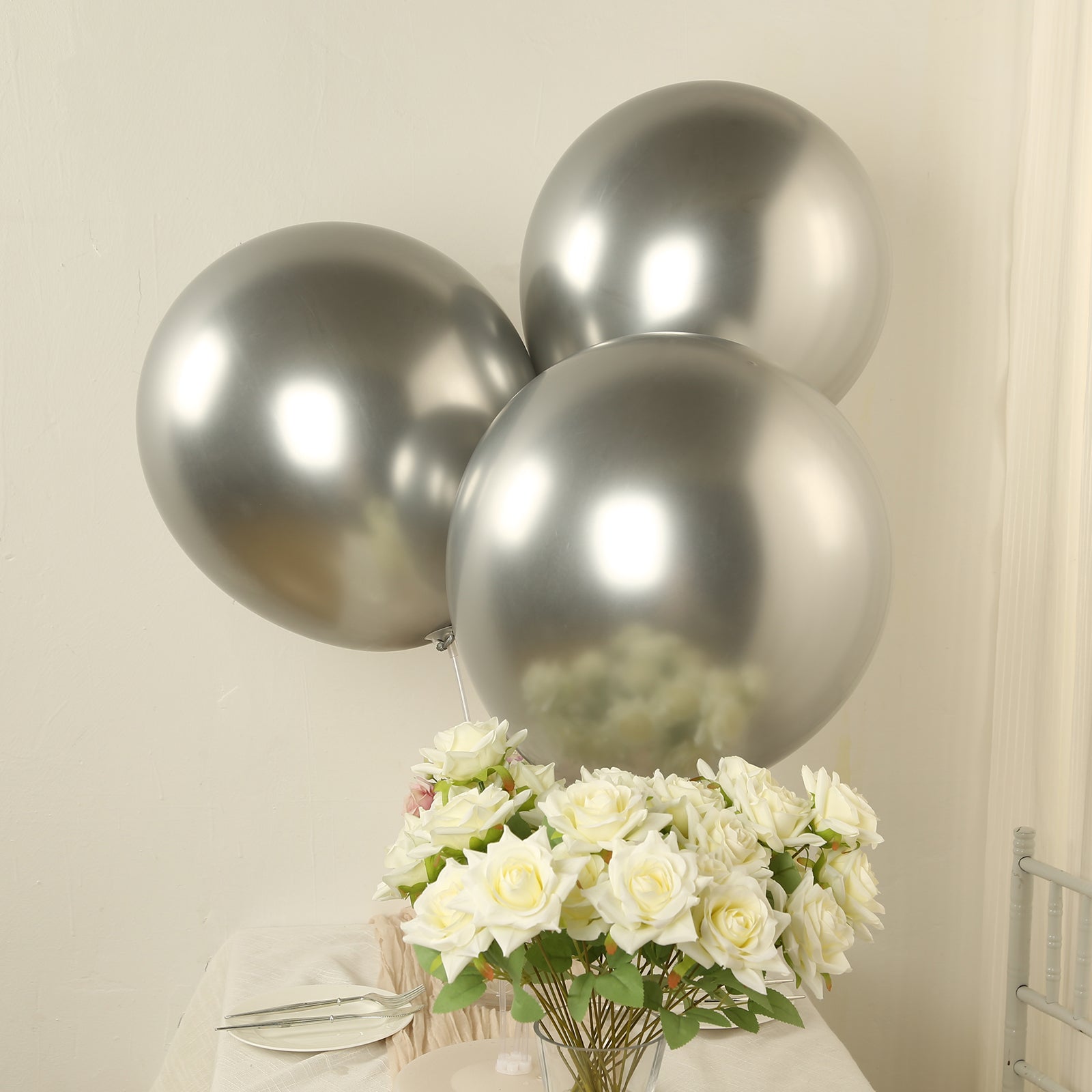 10 Pack Silver Biodegradable Balloons, 18" Thickened Extra Strong Eco-friendly Latex Helium Party Balloons
