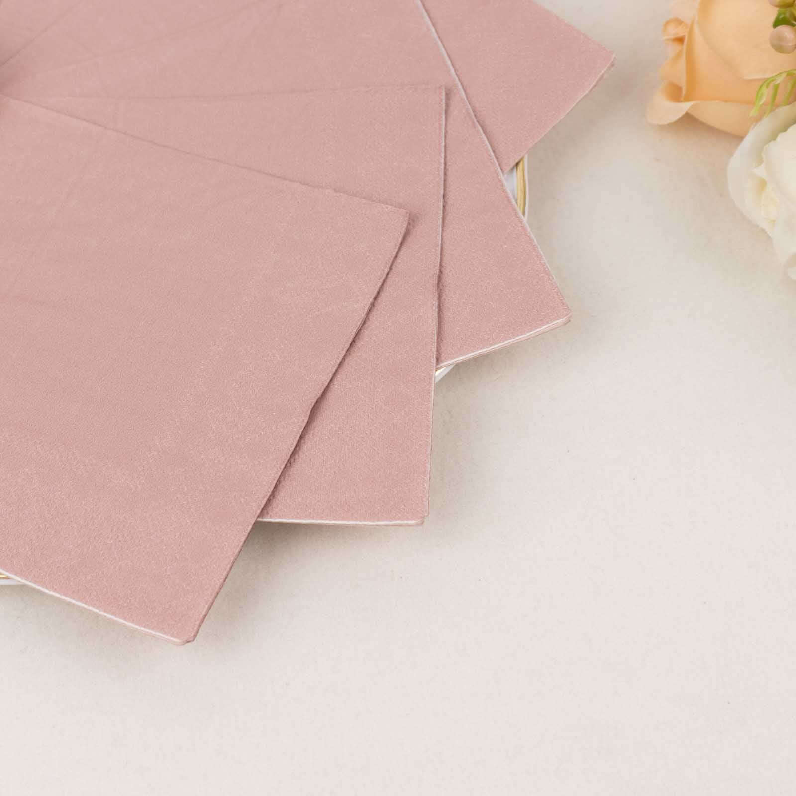 50-Pack Paper Beverage Napkins Dusty Rose - 2 Ply Disposable Soft 18GSM Cocktail Napkins 5"x5"