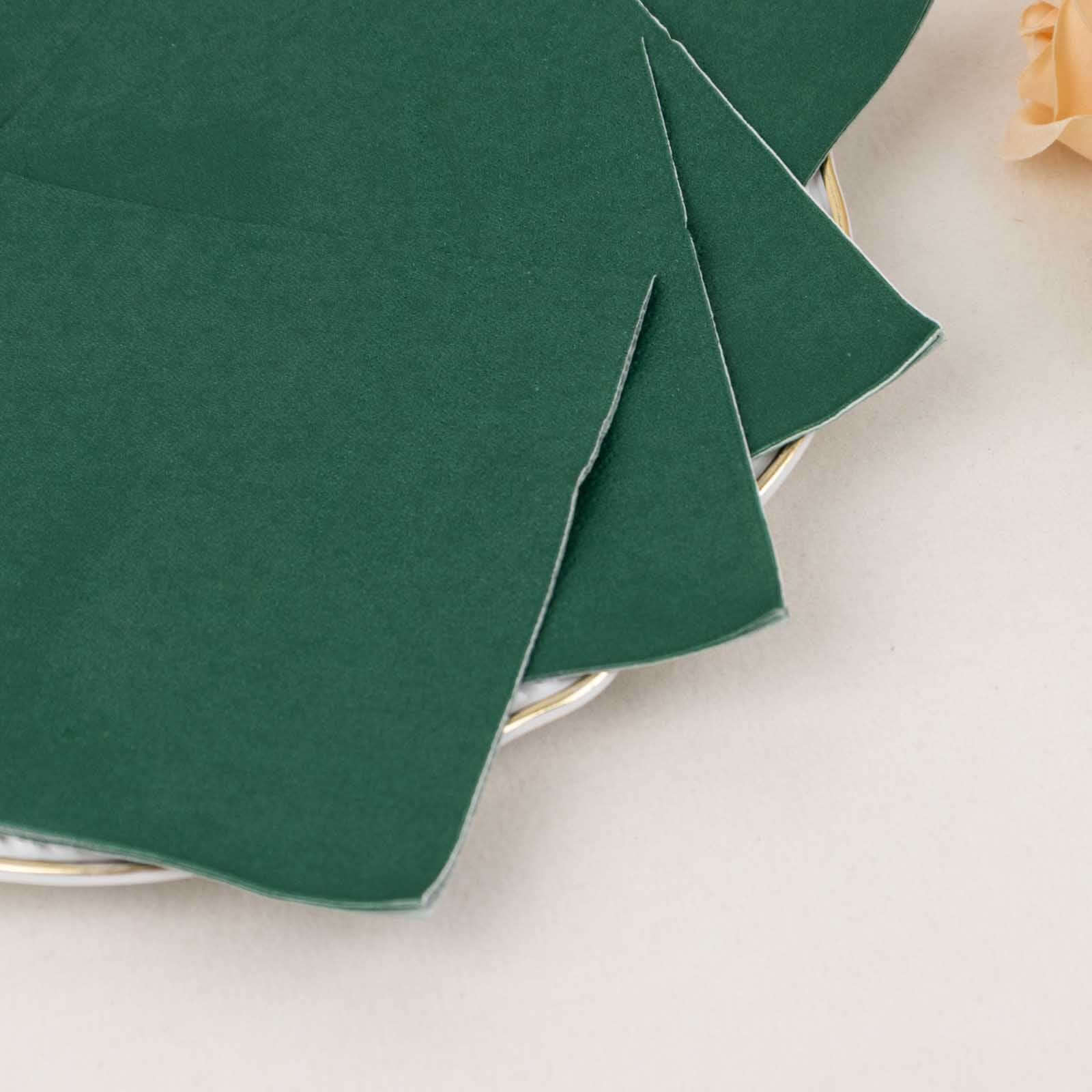 50-Pack Paper Beverage Napkins Hunter Emerald Green - 2 Ply Disposable Soft 18GSM Cocktail Napkins 5"x5"