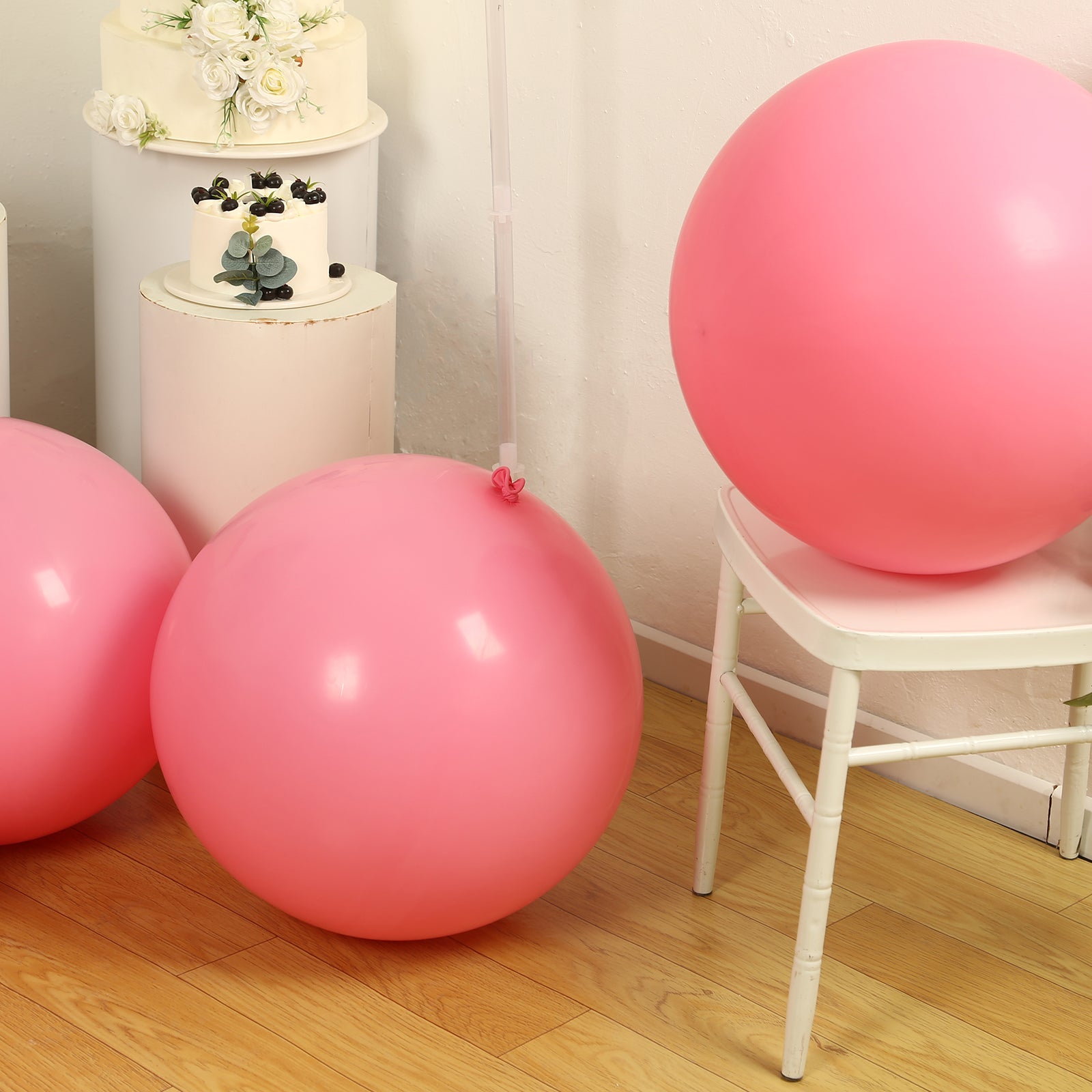 5 Pack Large Matte Pastel Pink Biodegradable Balloons, 36" Round Eco-friendly Thickened Latex Party Balloons