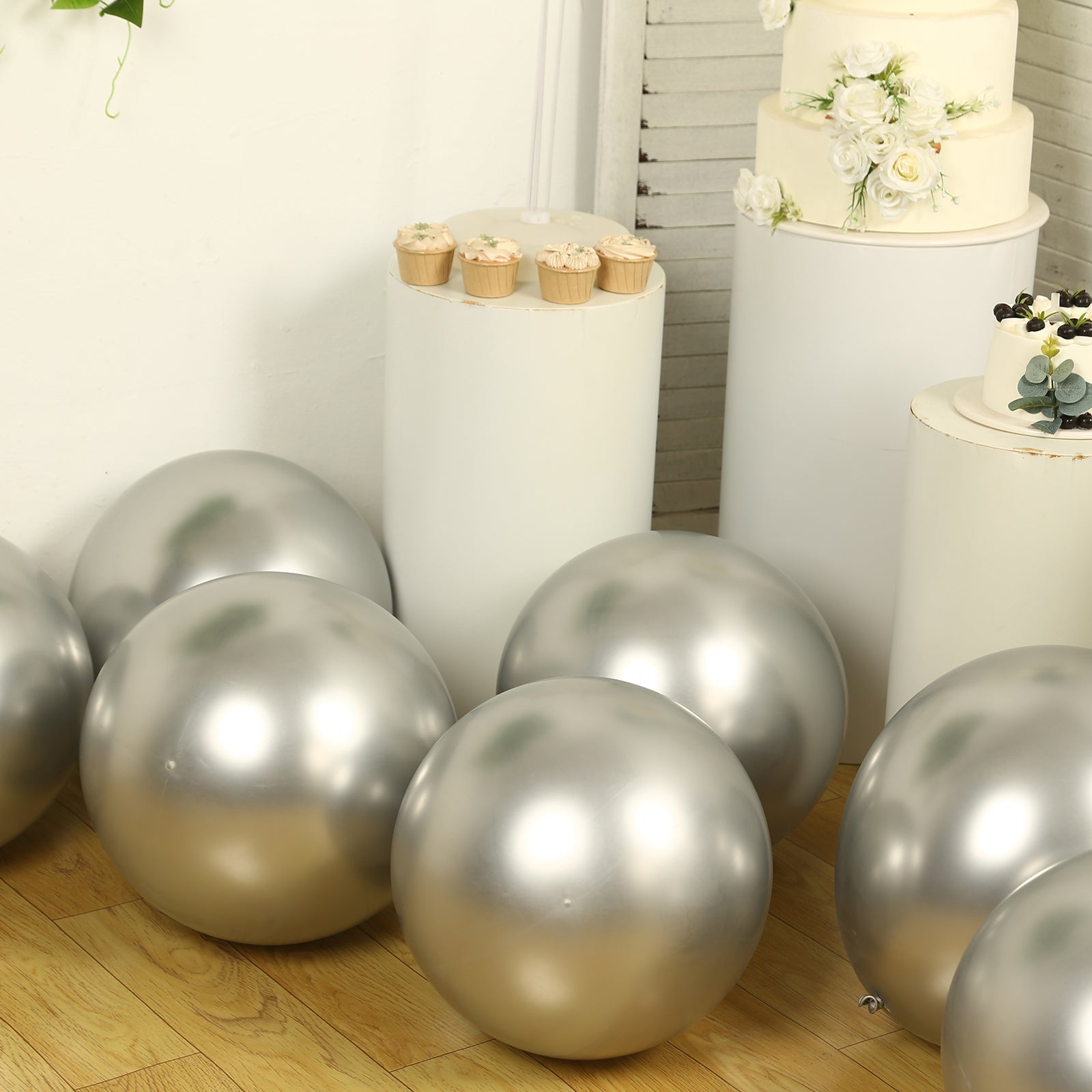 10 Pack Silver Biodegradable Balloons, 18" Thickened Extra Strong Eco-friendly Latex Helium Party Balloons