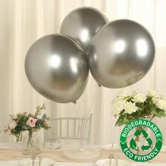 10 Pack Silver Biodegradable Balloons, 18" Thickened Extra Strong Eco-friendly Latex Helium Party Balloons