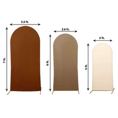 Set of 3 Mixed Natural Spandex Fitted Chiara Backdrop Stand Cover For Round Top Wedding Arch - 5ft, 6ft, 7ft