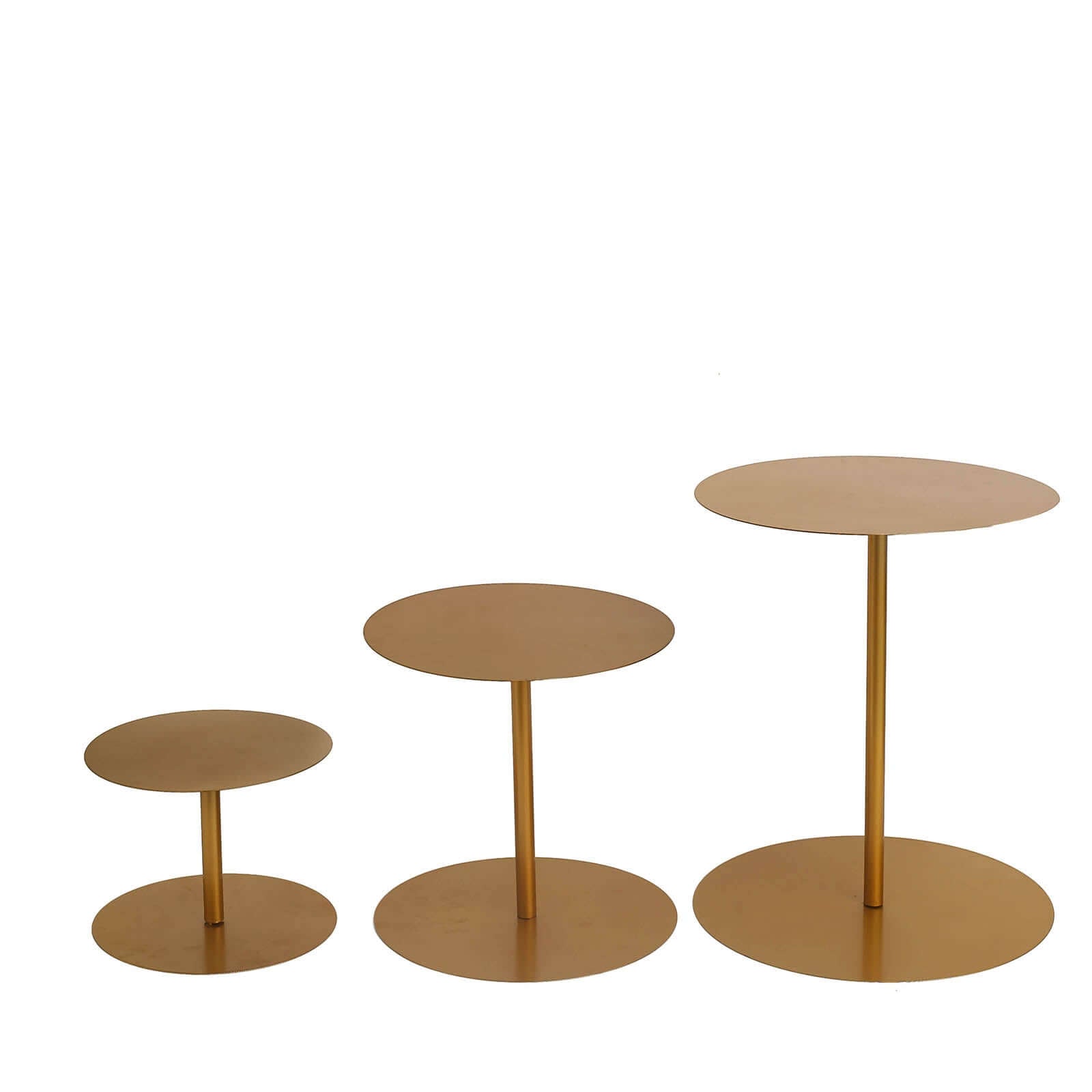 Set of 3 Metal Pedestal Cake Stands Heavy Duty Round Design Gold - Cupcake Dessert Display Props 8", 10", 12"