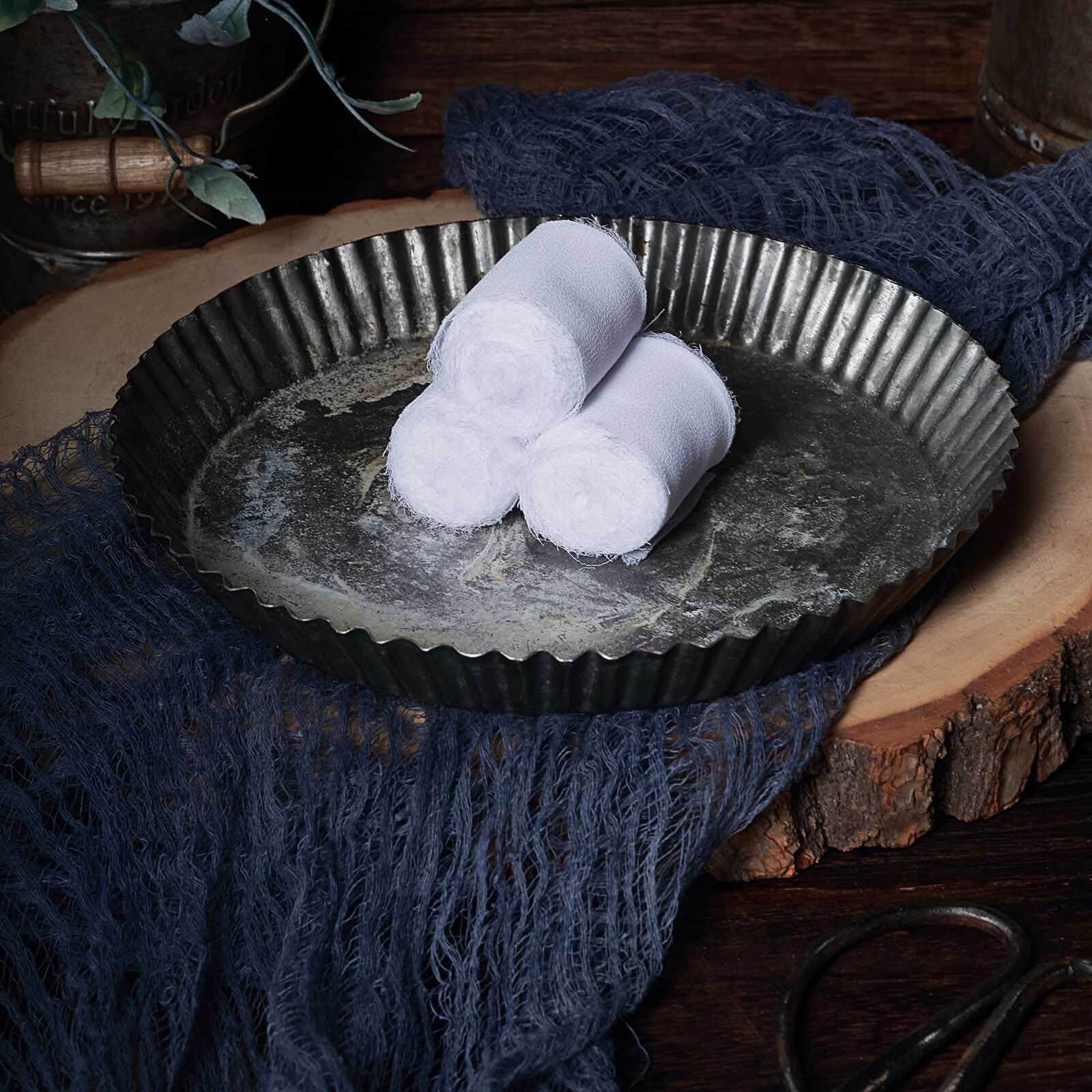 2 Pack 6yd White Silk-Like Chiffon Linen Ribbon Roll For Bouquets, Wedding Invitations Gift Wrapping