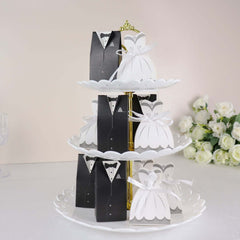 50 Pcs Set Wedding Dress and Tuxedo Shower Party Favor Candy Gift Boxes with Ribbon Ties