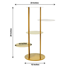 5-Tier Metal Round Cake Stand Centerpiece Gold - Luxurious Pillar Style Cupcake Dessert Display Tower Planter Shelf for Weddings Banquets & Celebrations 2.5ft