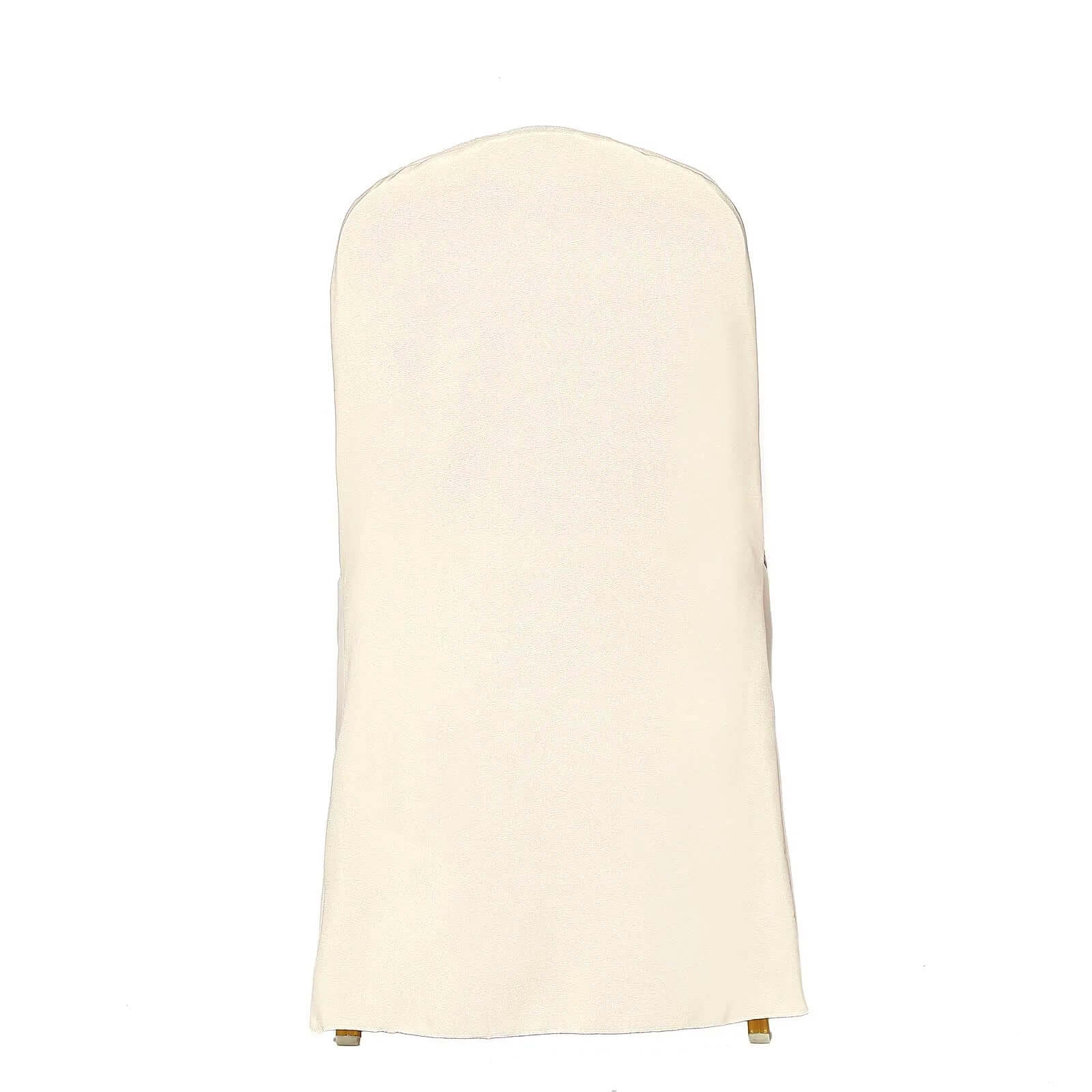 Polyester Slip On Banquet Chair Covers Beige - Stain-Resistant Reusable Durable Fabric