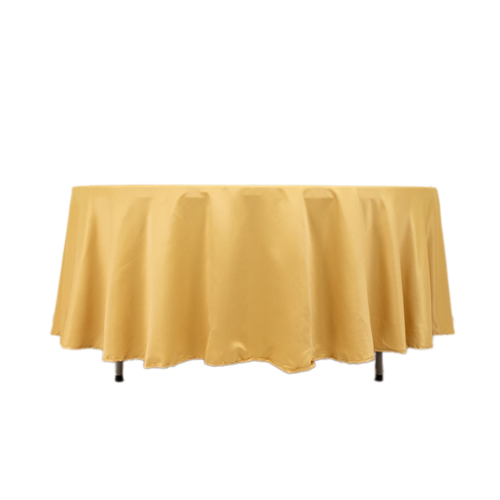 Lamour Satin 108" Round Tablecloth Champagne - Durable & Silk-Like Table Cover