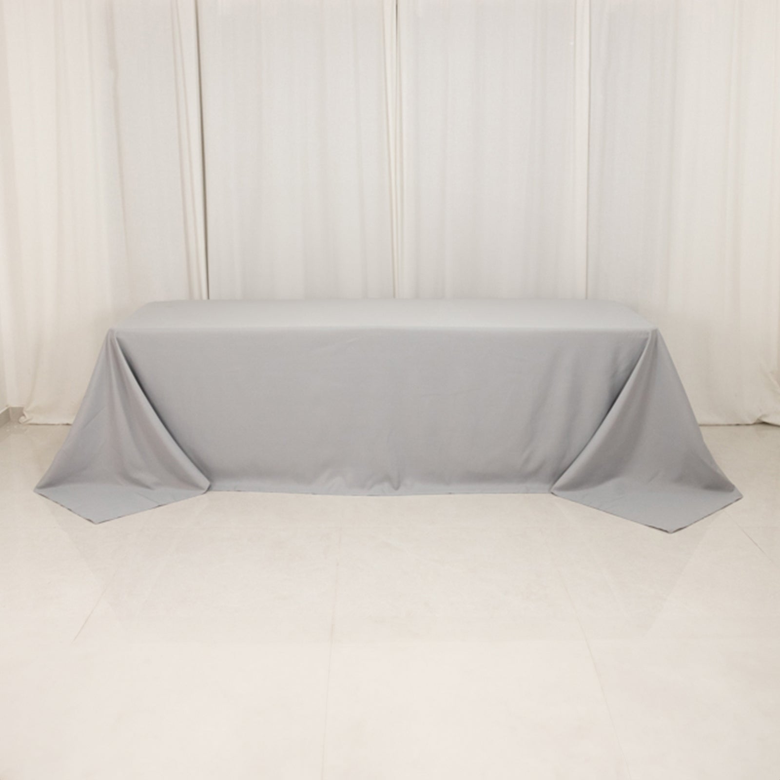 Premium Polyester 90"x156" Rectangle Tablecloth Silver - Seamless 220GSM Stain-Resistant Table Cover