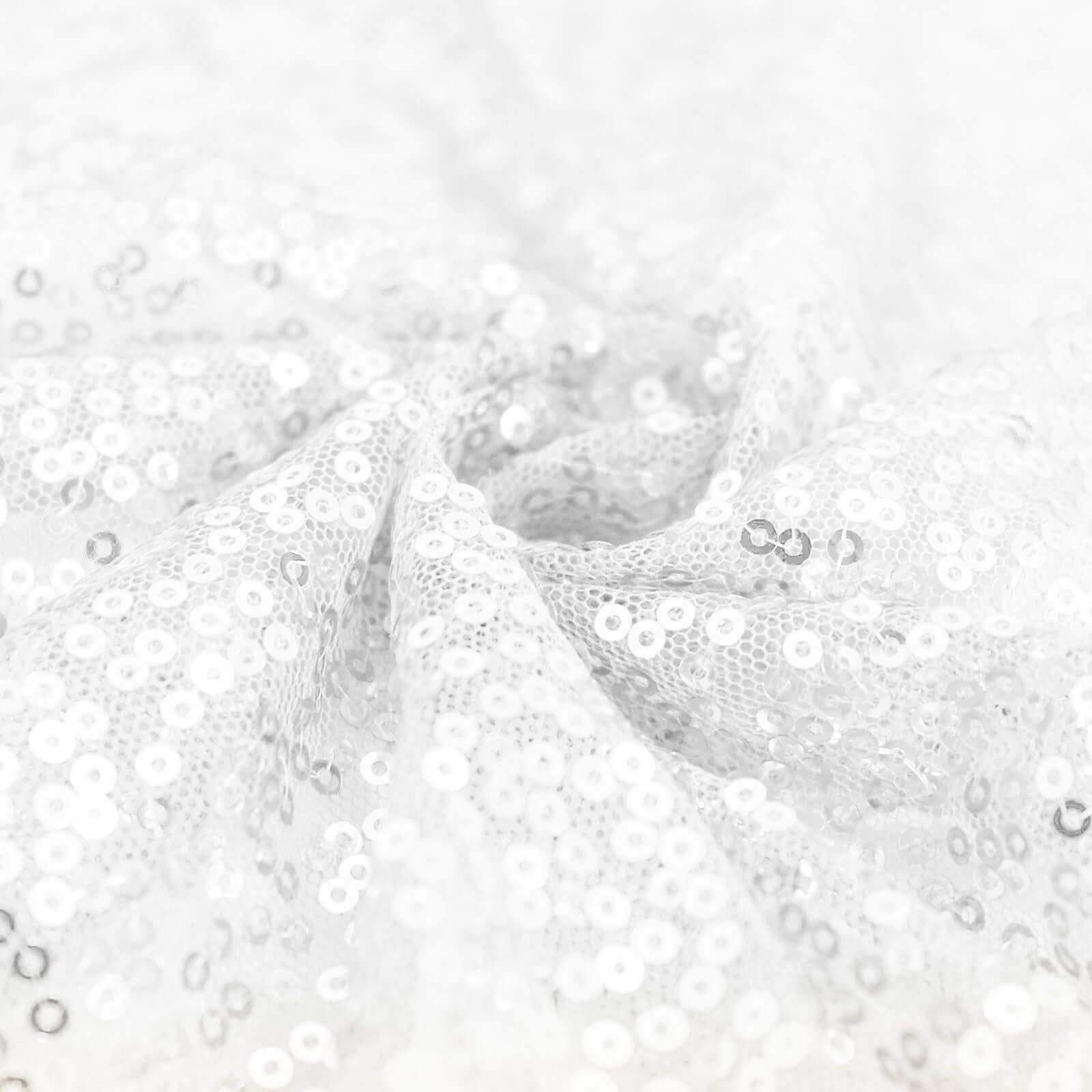 Sequin 120" Round Tablecloth White - Seamless Glittering Design for Sophisticated Events