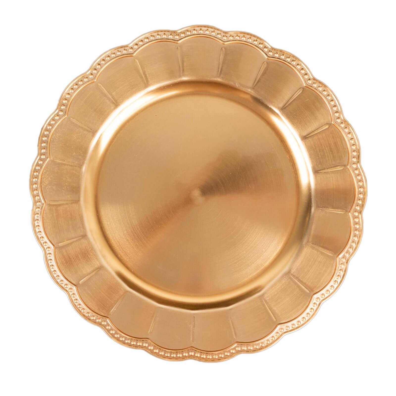 6-Pack Acrylic Round Charger Plates 13" in Metallic Gold with Beaded Sunflower Rim, Plastic Dinner Party Charger Tableware
