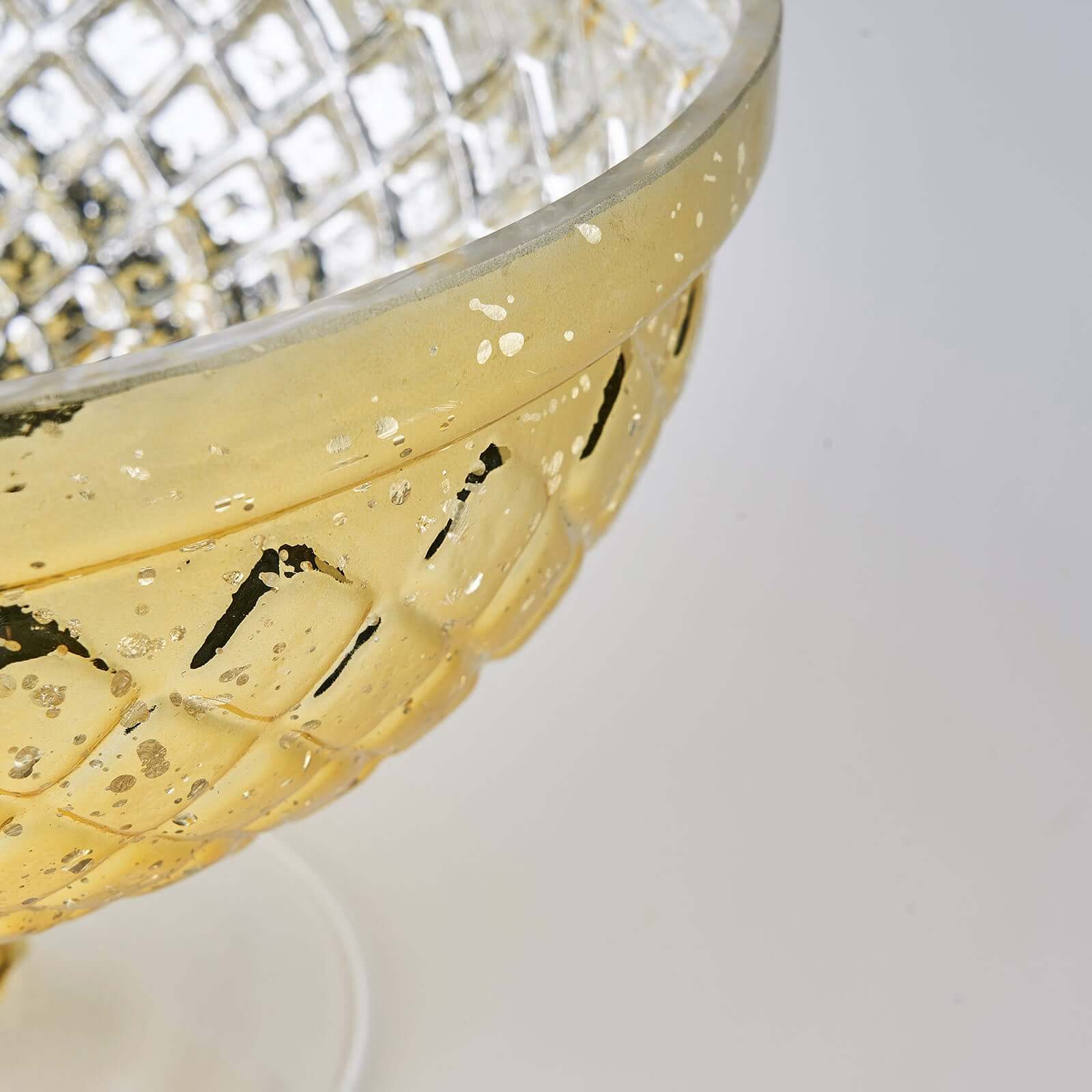 Mercury Glass Pedestal Bowl Vase Compote Style Gold - Sophisticated Floral Table Decor for Events 8"