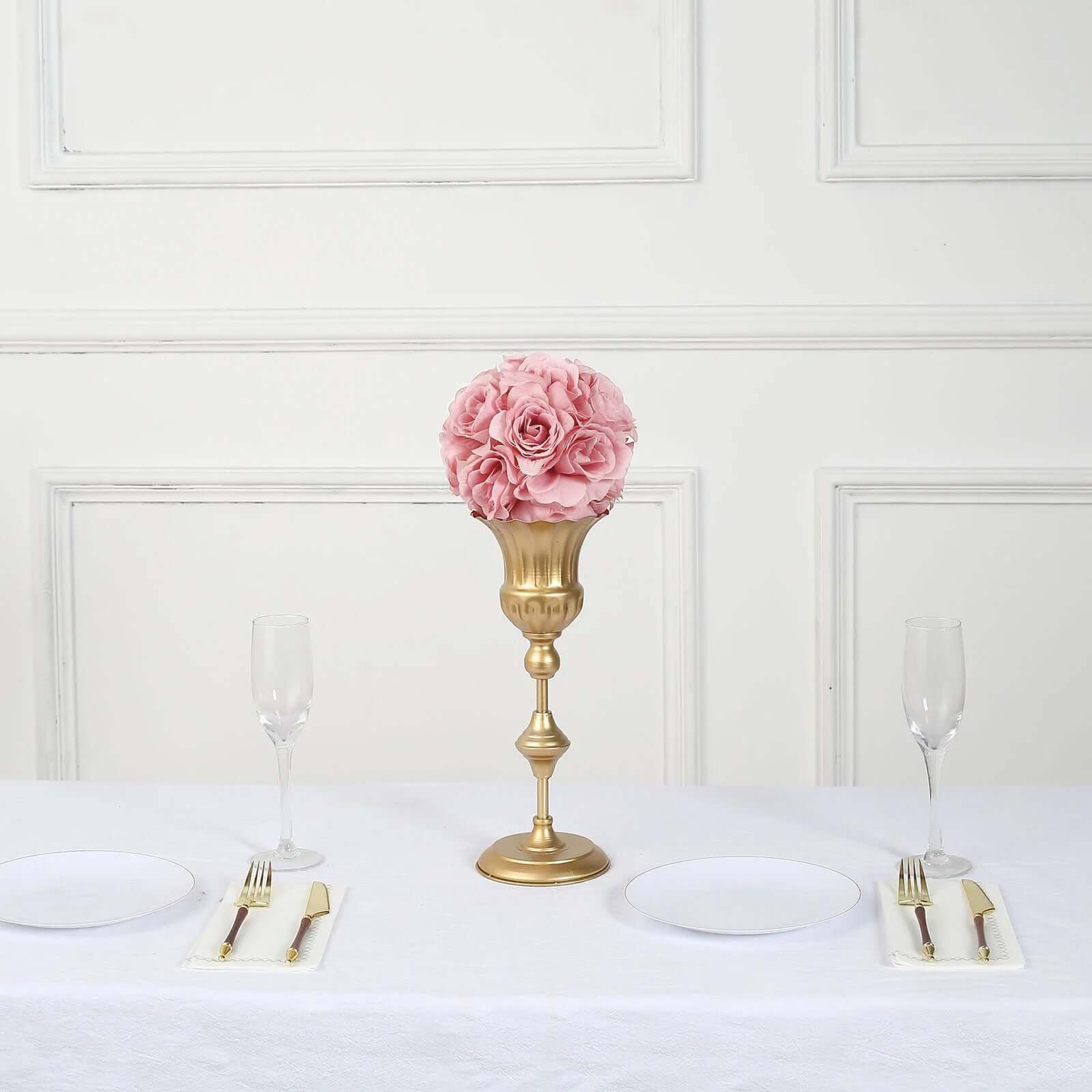 2 Pack 7" Mauve Artificial Silk Rose Kissing Ball, Faux Flower Ball