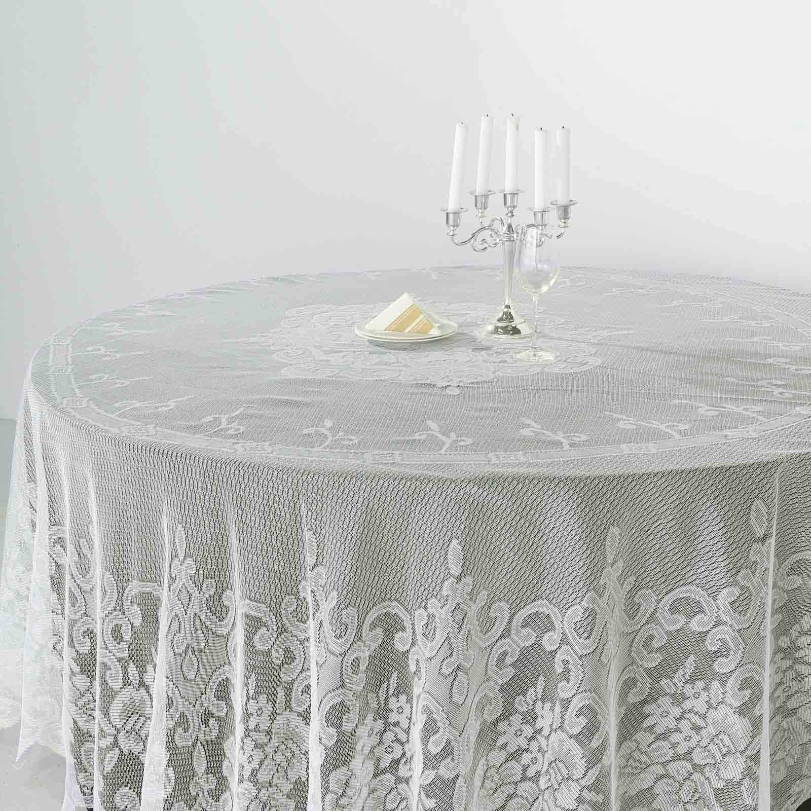 Lace 108" Round Tablecloth Ivory - Premium Design for Formal Table Settings