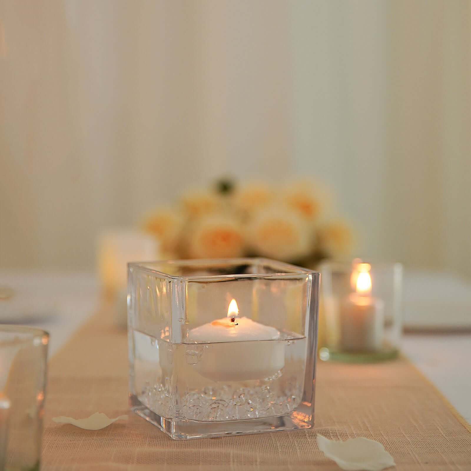 Glass Flower Vase Square Design Heavy Duty Clear - Premium Table Centerpiece for Events 4"