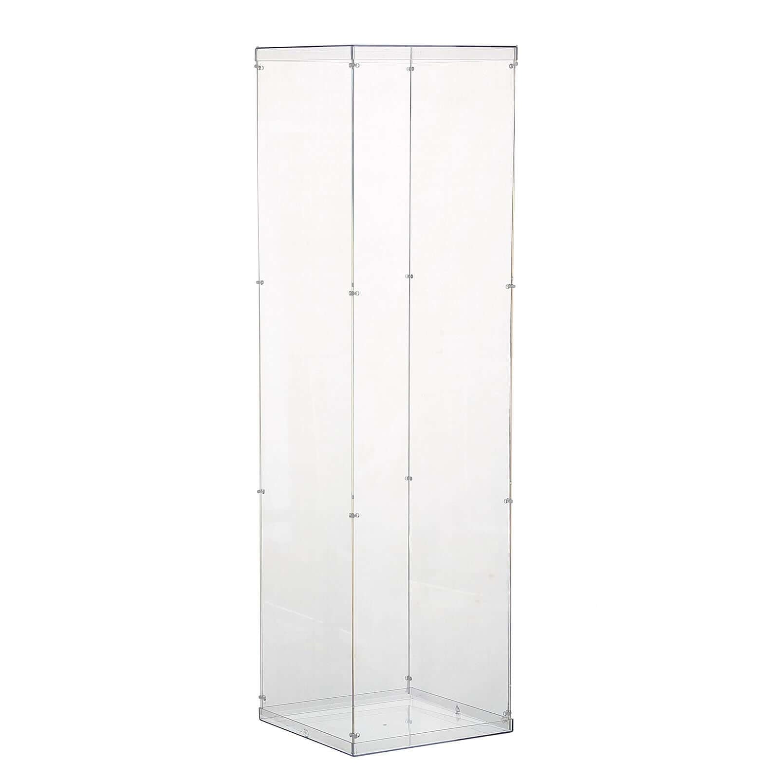 40" Floor Standing Clear Acrylic Display Box, Transparent Pedestal Riser with Interchangeable Lid and Base