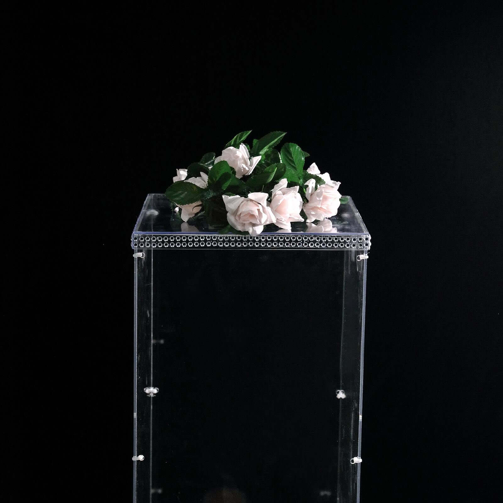 12" Clear Mirrored Acrylic Display Box, Transparent Pedestal Riser with Interchangeable Lid and Base