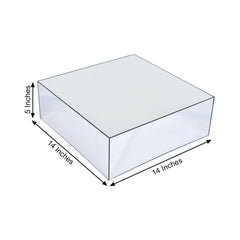 Acrylic Cake Box Stand Pedestal Riser Mirror Finish Silver - Display for Desserts and Events 14"x14"